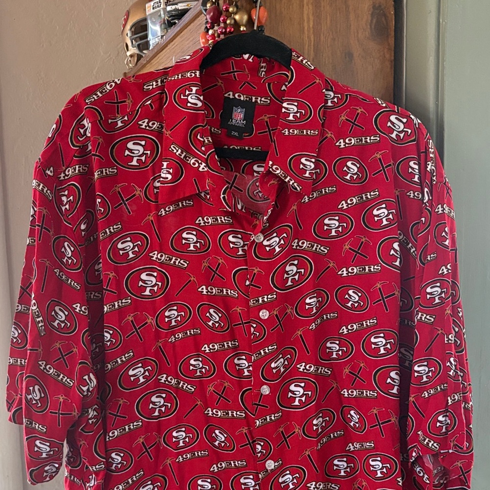 San Francisco 49ers Red Men's Button-Up Shirt